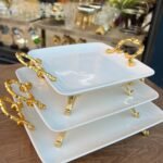 3’Lü Kare Porselen Sunumluk