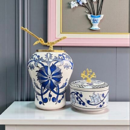 Mavi Çiçekli Şah Küp Gold