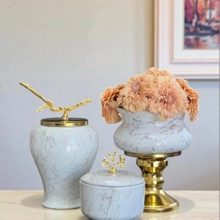 Salon Seti Beyaz Mermer Gold