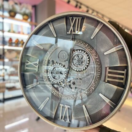 Metal Kasa Döner Çarklı Duvar Saati *AKN532