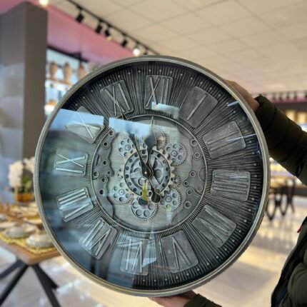 Metal Kasa Döner Çarklı Duvar Saati *AKN534