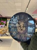 Metal Kasa Döner Çarklı Duvar Saati *AKN535