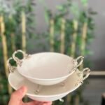 2`Lİ GÜMÜŞ KUPLU AYAKLI SALATA KASESİ GOLD **23 cm