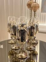 6 Kişilik GOLD  FLÜT Papatyalı Kahve Yanı Bardağı