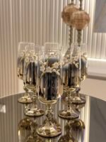 6 Kişilik GOLD  FLÜT Papatyalı Kahve Yanı Bardağı - Görsel 3