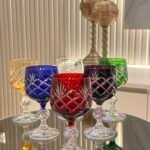 6 Kişilik Kahve Yanı Bardak Renkli Kareli