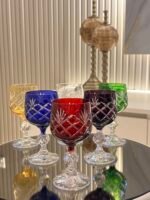 6 Kişilik Kahve Yanı Bardak Renkli Kareli