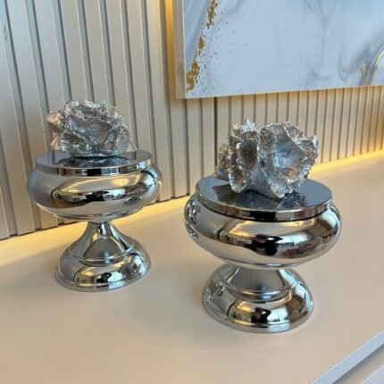 2’Li  SÜKULENT DEKOR KUTU*GÜMÜŞ