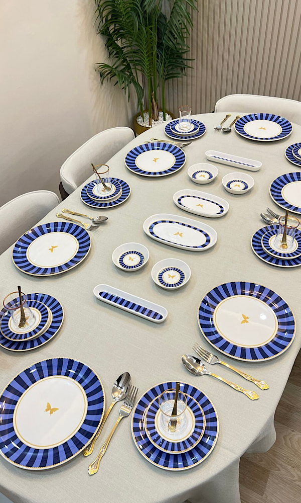 img_9997 38 Parça BLUE Candy Kahvaltı Pasta ve Servis Takımı **PORSELEN SERİ🌟 - Görsel 1