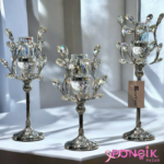 3 Lü Elmas Detay Şamdan*Gümüş