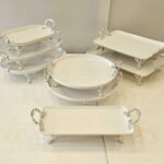 8 PARÇA PORSELEN TAM SET SUNUM SETİ **Gümüş