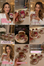 6 Kişilik Sedefli Vintage Rose LİNE Türk Kahvesi F. - Görsel 4