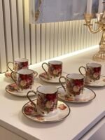 6 Kişilik Sedefli Vintage Rose LİNE Türk Kahvesi F. - Görsel 2
