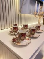 6 Kişilik Sedefli Vintage Rose LİNE Türk Kahvesi F. - Görsel 3