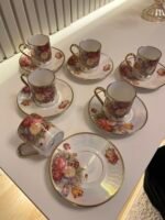 6 Kişilik Sedefli Vintage Rose LİNE Türk Kahvesi F.