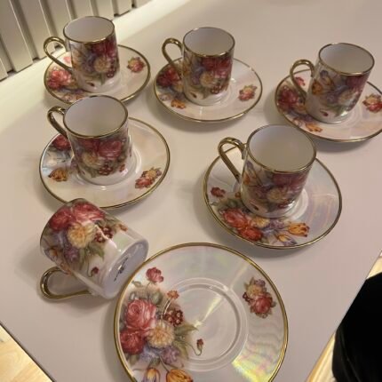 6 Kişilik Sedefli Vintage Rose LİNE Türk Kahvesi F.