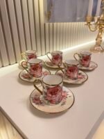 6 Kişilik Sedefli Vintage Rose Türk Kahvesi F. - Görsel 3