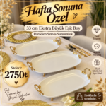 Fenomen Tercihi- 3 Boy Porselen Sunumluk Gold **