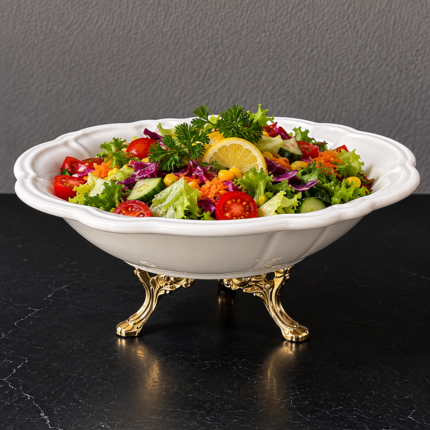 Çizgili Detay Porselen Elizabeth Salata Kasesi
