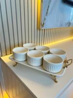 7 Parça Porselen Sunumluk Gold