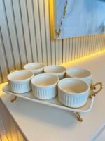 7 Parça Porselen Sunumluk Gold - Görsel 2