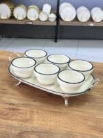 7 PARÇA PORSELEN SUNUMLUK* Mavi Çizgili Vintage - Görsel 2