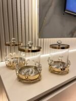 3’Lü Elmas Detaylı Luxury çay şeker kahvelik