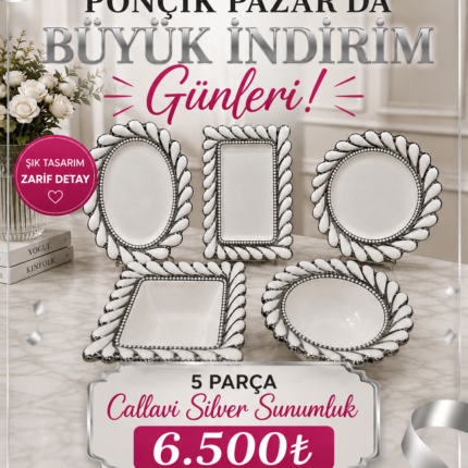 5’Lİ Gümüş CALLAVİ SUNUM SETİ - New