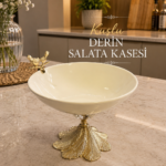 Kuşlu Derin Zamak Ayaklı Salata Kasesi