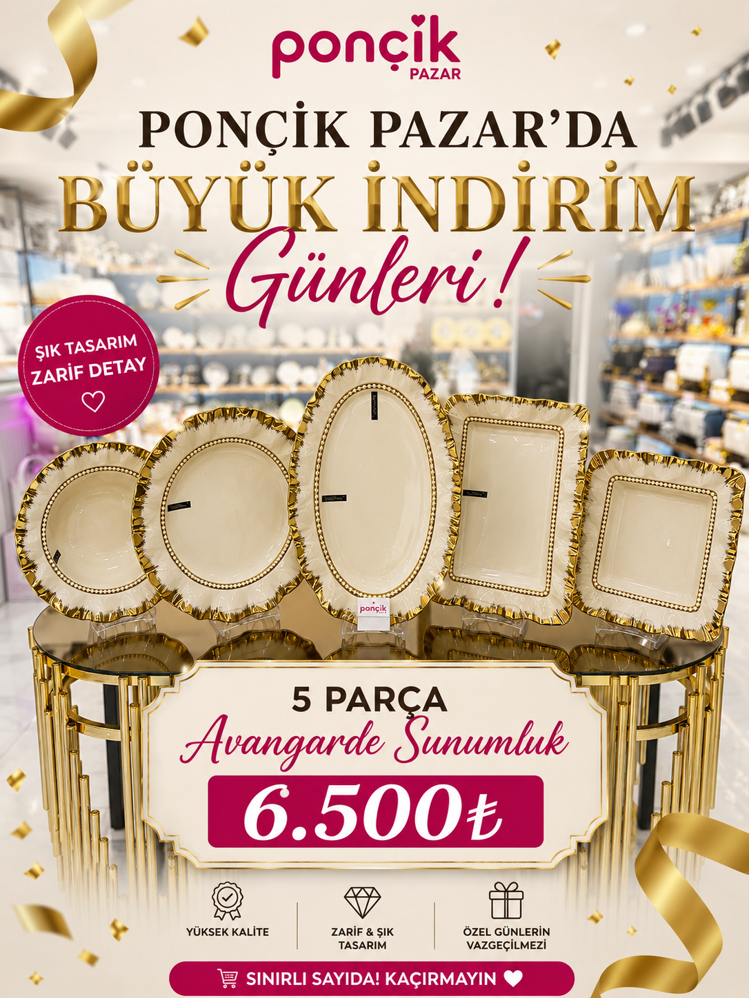 a0cfb162-e6e8-465f-8b34-20f9fea99862 5’Lİ AVANGARDE SUNUM SETİ GOLD - Görsel 1