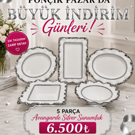 5’Lİ Gümüş AVANGARDE  SUNUM SETİ GÜMÜŞ