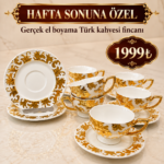 Kabartmalı Gold Gerçek el boyama Türk kahvesi fincanı ( HAFTA SONU ÖZEL)