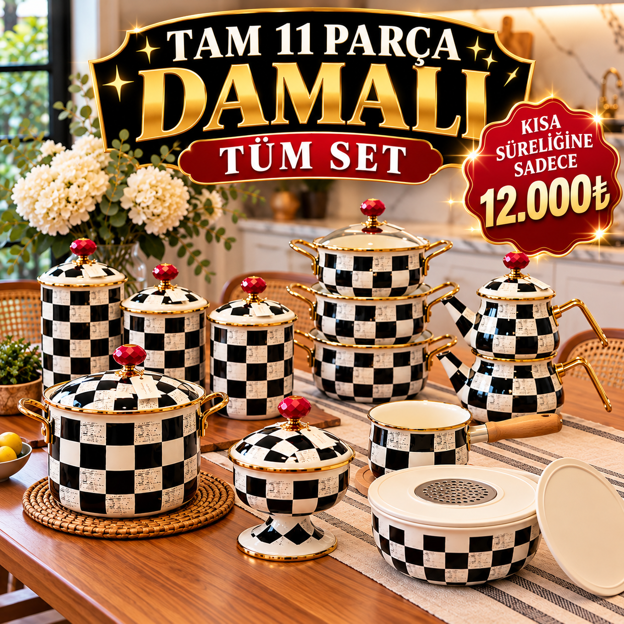 2c9fb2cf-0703-4ca3-9df8-831184a67311 Damalı Tüm Set **KAMPANYALI 11 PARÇA 4300 - Görsel 1