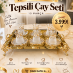 13 Parça 6 Kişilik Buğulu Papatya Tepsili Çay Seti