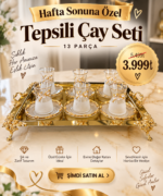 13 Parça 6 Kişilik Buğulu Papatya Tepsili Çay Seti