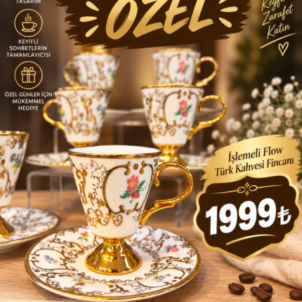 İşlemeli Flow Türk Kahvesi Fincanı