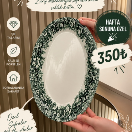 32 cm Kayık Sunum Tabağı*Yeşil Kısa Kod 1121
