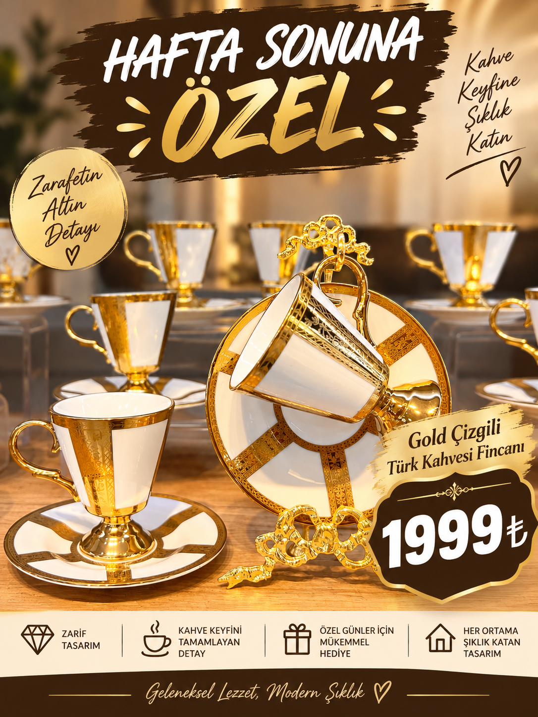 6fdfd4bd-1522-463e-a00f-a3eba819b049 Gold Çizgili Türk Kahvesi Fincanı - Görsel 1