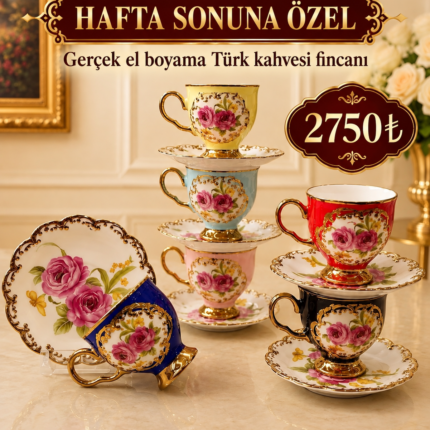 Vintage El Boyama Türk Kahvesi Fincanı(HAFTA SONU ÖZEL)