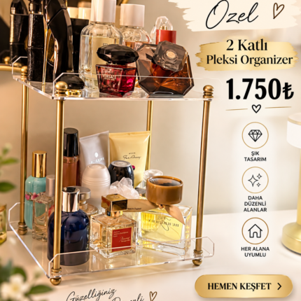 Pleksi 2 Katlı Organizer & Sunumluk
