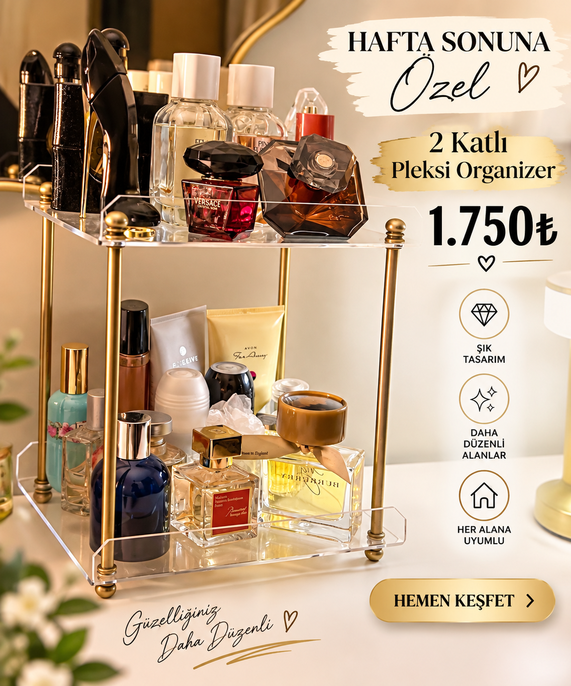 a919500b-c742-4d61-a018-5b01a7dc1812 Pleksi 2 Katlı Organizer & Sunumluk - Görsel 1