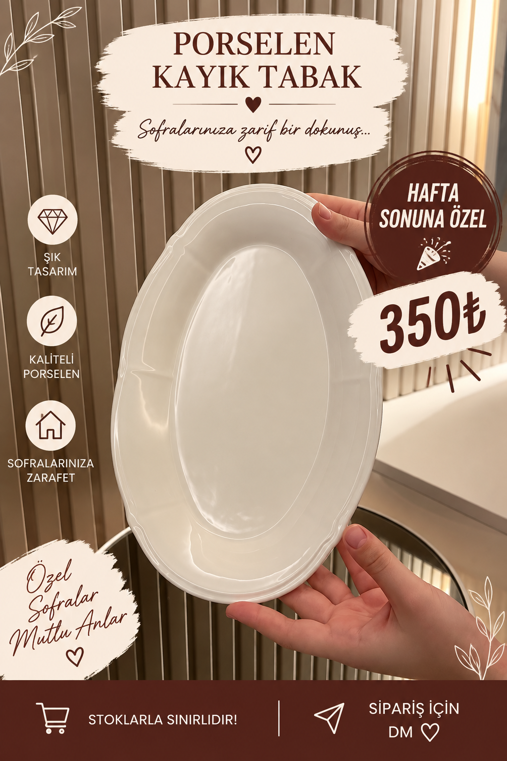ec05be62-c885-42b0-85a9-c02248497580 32 cm Kayık Sunum Tabağı*Sade Kısa Kod 1121 - Görsel 1