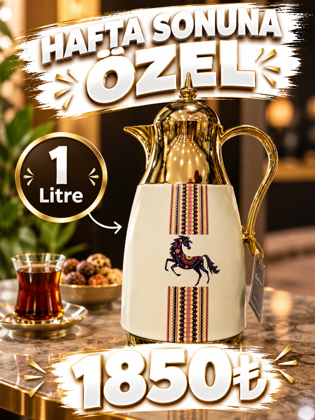 ad09ffec-f208-46ee-8e0f-129d3ce3a9e3 1 Litre Pink Glass Luxury Termos 2622 - Görsel 1