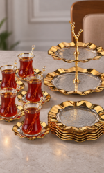 25 PARÇA GOLDEN ÇAY PASTA SETİ 2101