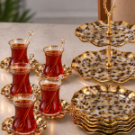 25 PARÇA GOLDEN LEOPAR ÇAY PASTA SETİ 2101