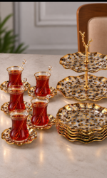 25 PARÇA GOLDEN LEOPAR ÇAY PASTA SETİ 2101